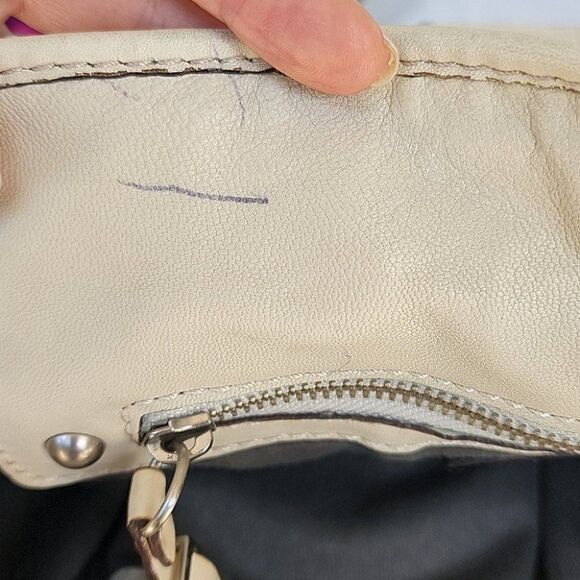 Olivia Harris Bone White Soft Sheep's Leather Shoulder Bag XL - Picture 12 of 13